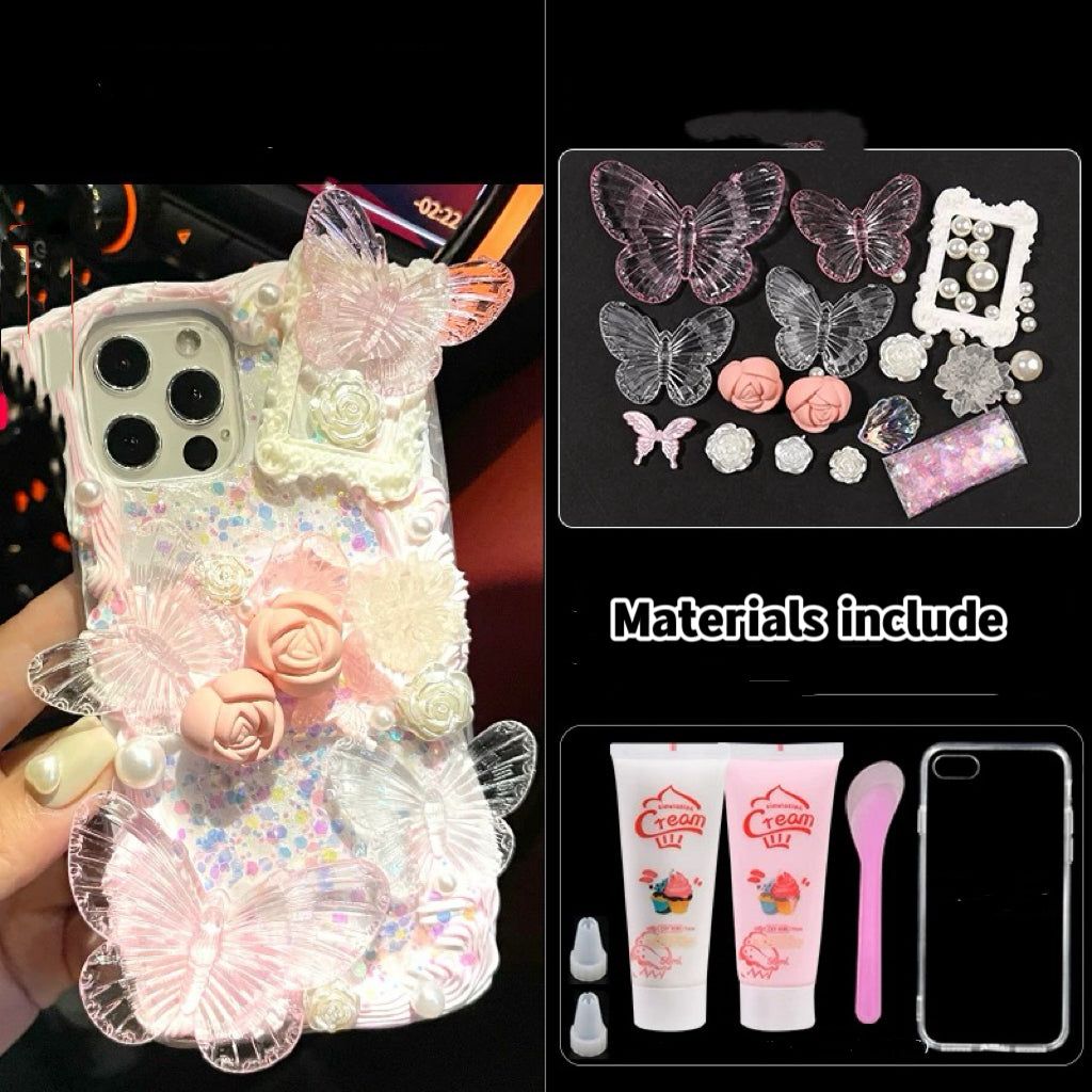 Baroque butterfly flower phone case charms set