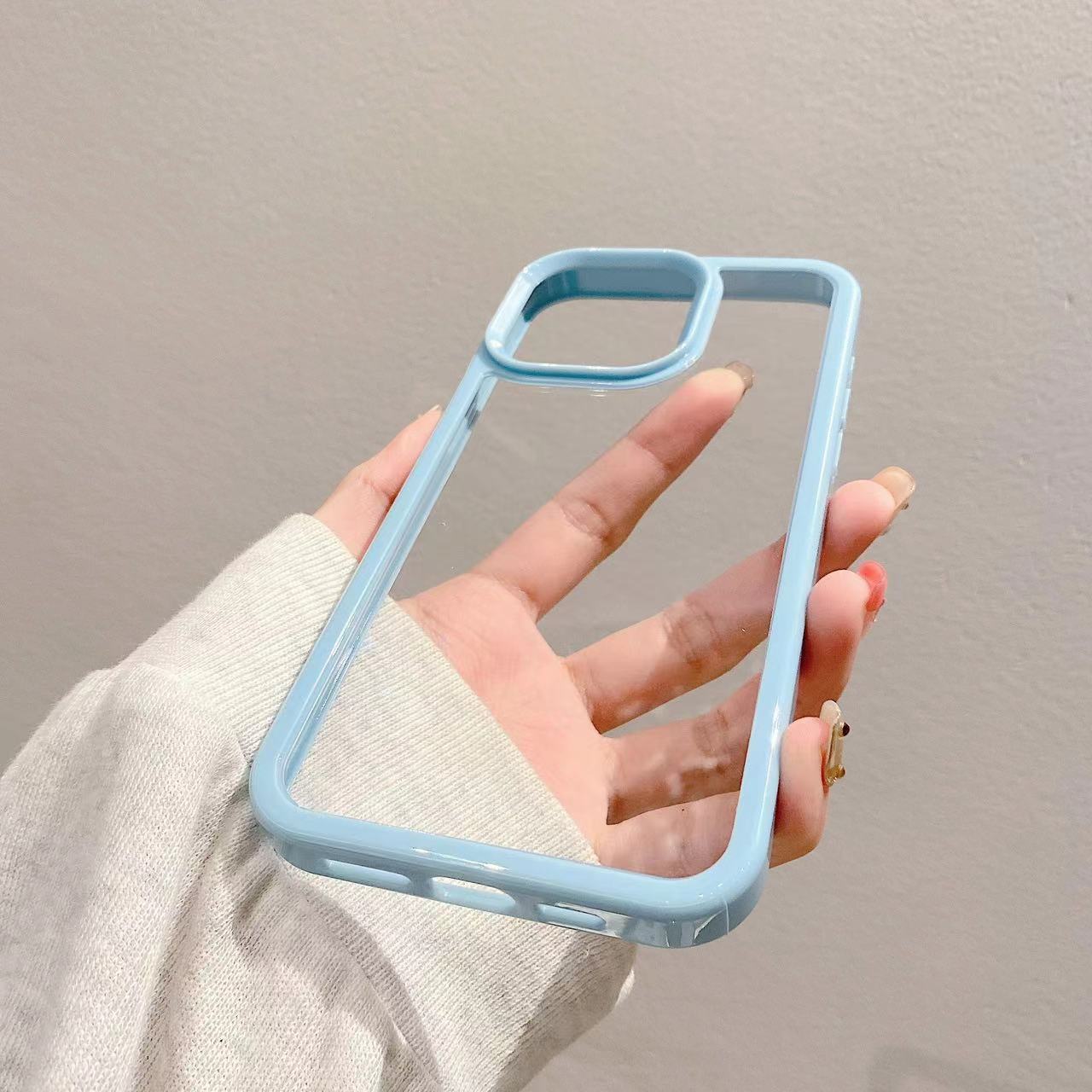 (Certains étuis pour iPhone) Étui de téléphone à périmètre de couleur transparente, étui de téléphone à décoder