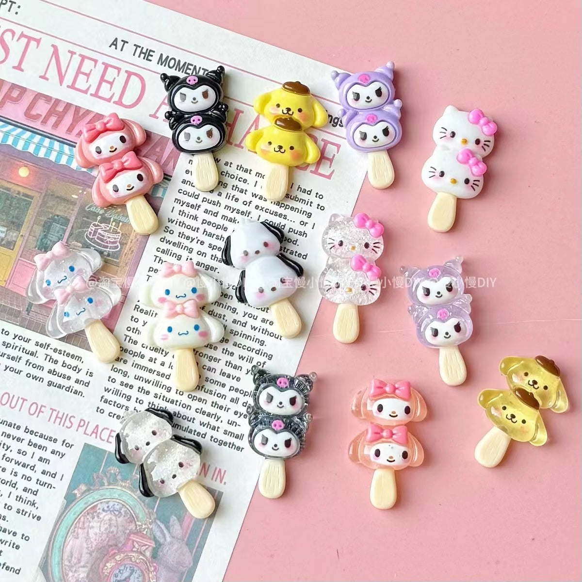 Transparent fine flash string Sanrio charms