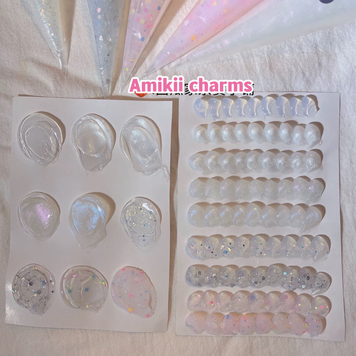 Colle cristal nacrée brillante pailletée / Crème Decoden