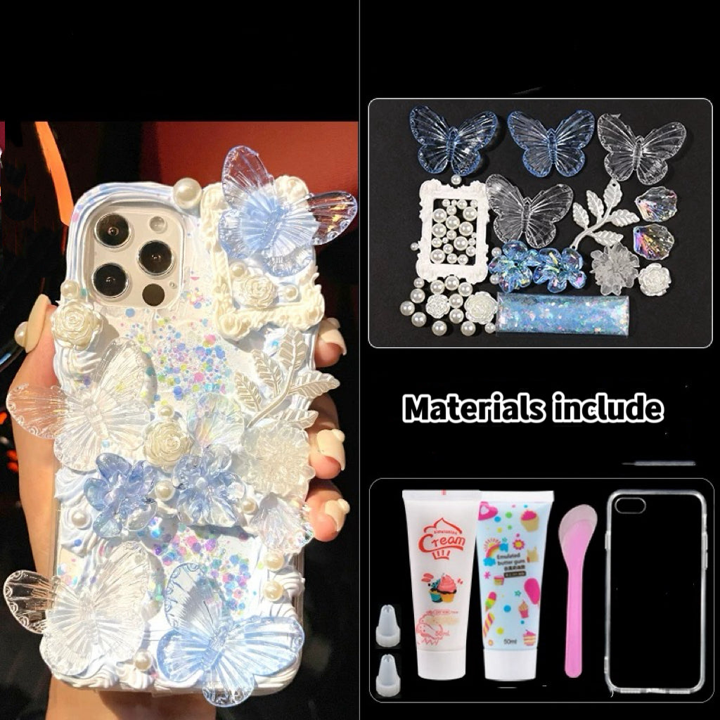 Baroque butterfly flower phone case charms set