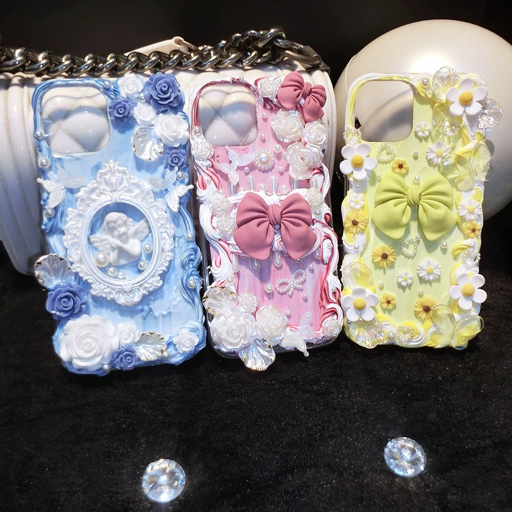 Baroque butterfly flower phone case charms set